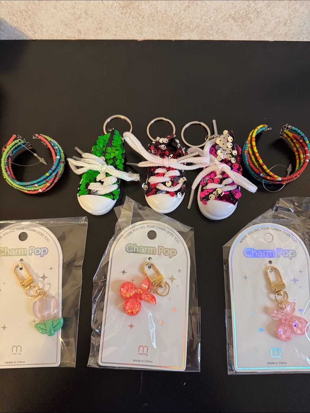 Sequin Sneaker Keychain - Bracelets Resin keychains Bundle